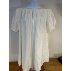 BAYSE Dress Sz S Rayon Linen Dress Mini Off Shoulder Minimalist Cottagecore Boho